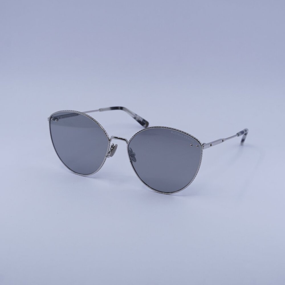 Bottega Veneta BV0259S 002 Sunglasses Silver Cat Eye Frame, Silver Lenses